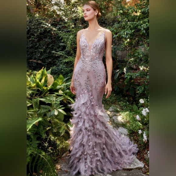 COPY - Royal, pink,orange, black, silver, floral beaded mermaid feather long la… - Picture 4 of 11